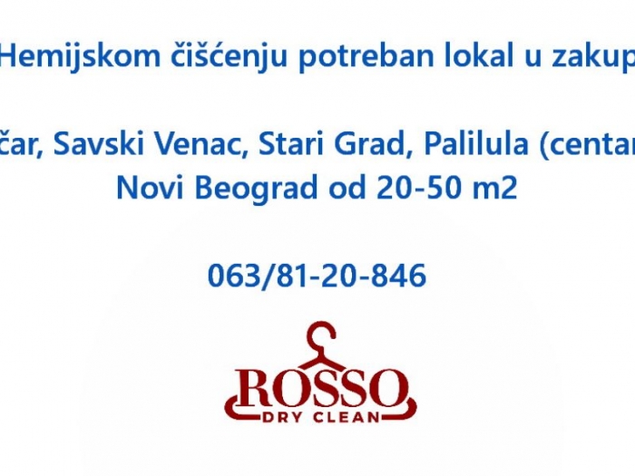 hemijskom čišćenju potreban lokal u zakup u centru ili širem centru besplatni mali oglasi