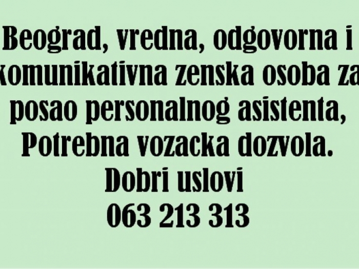 posao ženska osoba za posao personalnog asistenta besplatni mali oglasi