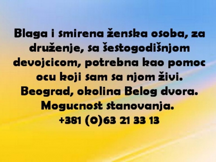 posao žena sa druženje sa detetom besplatni mali oglasi