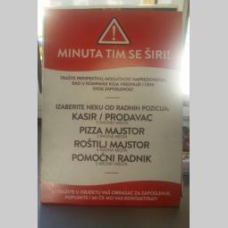 potrebni prodavci, pizza i roštilj majstori, pomoćni radnici besplatni mali oglasi