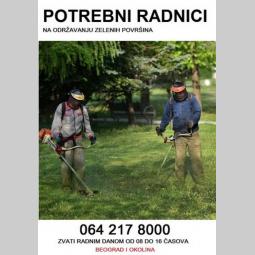 potrebni radnici na održavanju zelenih površina besplatni mali oglasi