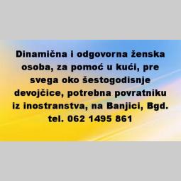 posao dinamična i odgovorna ženska osoba za pomoć u kući besplatni mali oglasi
