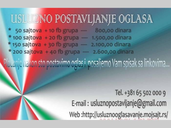 usluzno postavljanje oglasa na 50 200 sajtova  besplatni mali oglasi