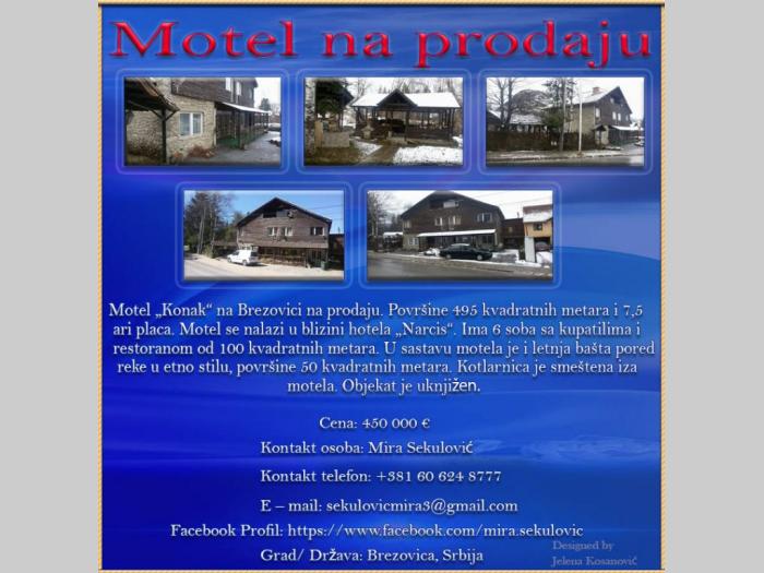 motel konak na brezovici na prodaju besplatni mali oglasi