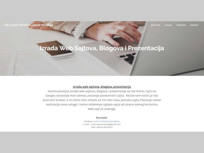 izrada web sajtova, blogova, prezentacija besplatni mali oglasi