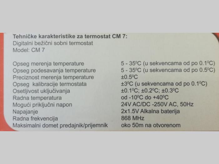digitalni, bežični, sobni termostat cm7 (garancija 2 godine) besplatni mali oglasi