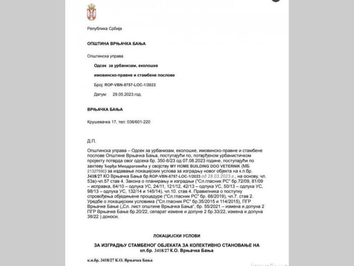 lokacija za izgradnju zgrade za kvadrate vrnjačka banja besplatni mali oglasi